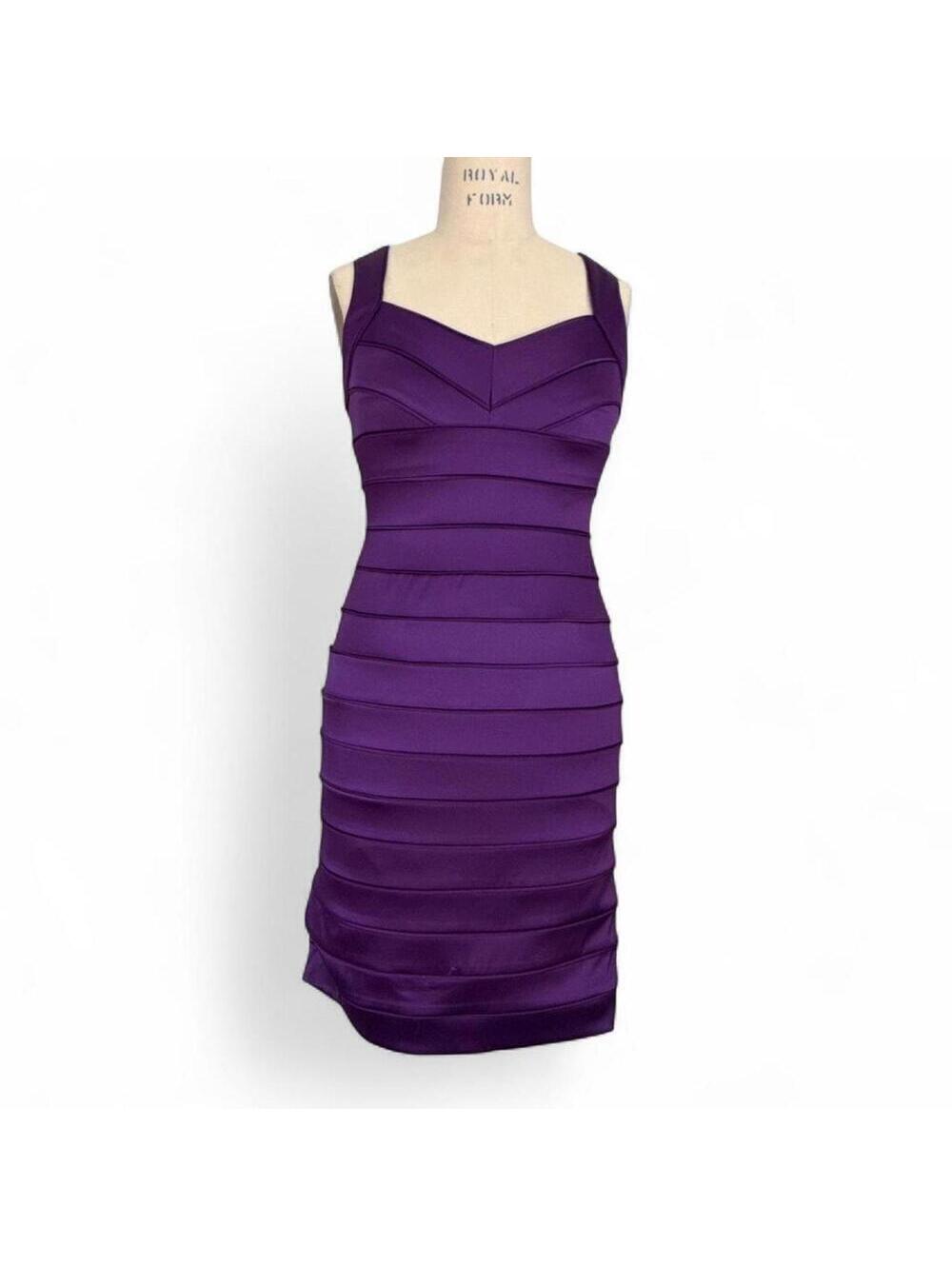 Ralph Lauren Deep Purple Satin Bandage Dress 4 Fairy Whimsy Party Going Out